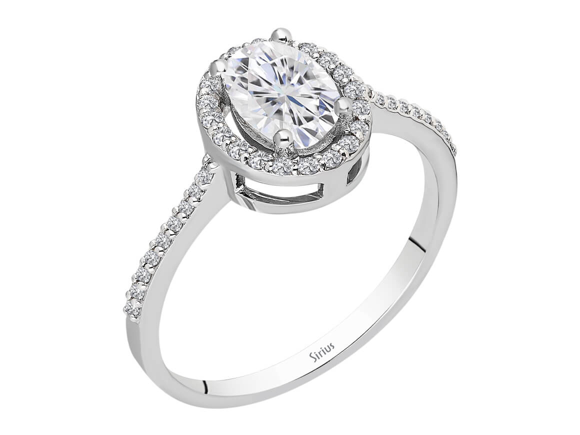 Diamond and Oval White Sapphire Ring
