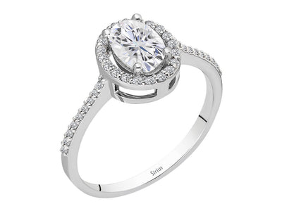 Diamond and Oval White Sapphire Ring