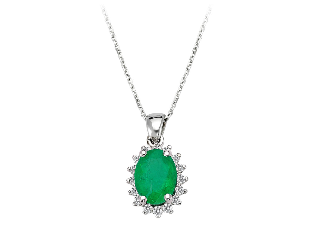 Diamant und Oval Smaragd Collier - handgefertigter Diamantschmuck aus Feingold | Sirius Diamant