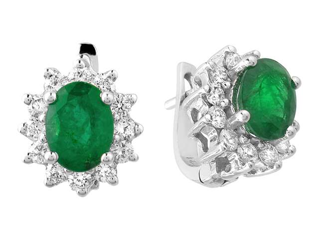 Diamant und Oval Smaragd Ohrringe - handgefertigter Diamantschmuck aus Feingold | Sirius Diamant