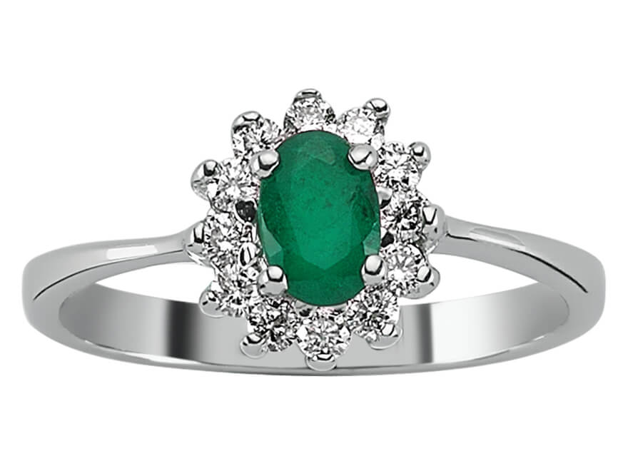 Diamond and Oval Emerald Ring