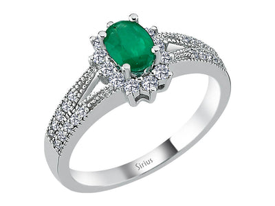 Diamond and Oval Emerald Ring