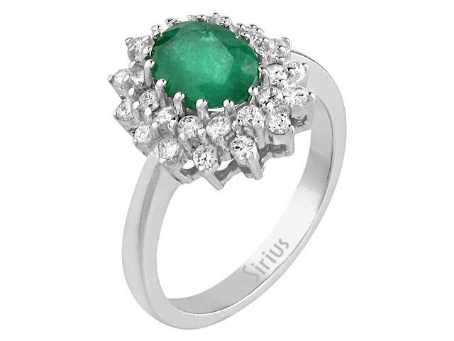 Diamond and Oval Emerald Ring