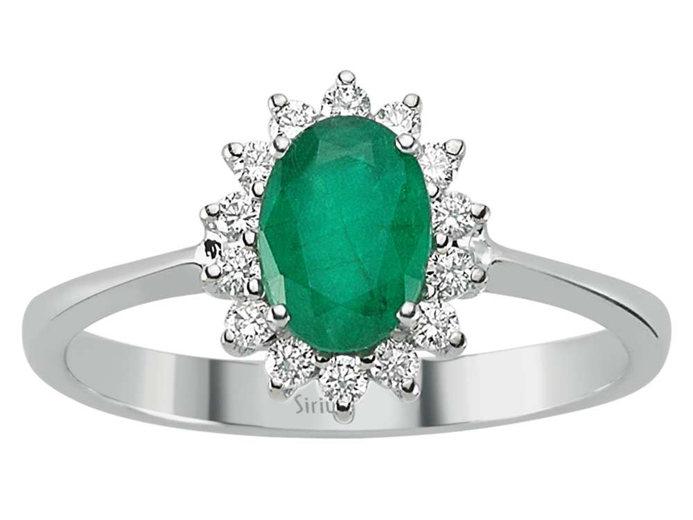 Diamond and Oval Emerald Ring