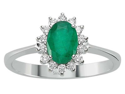 Diamond and Oval Emerald Ring