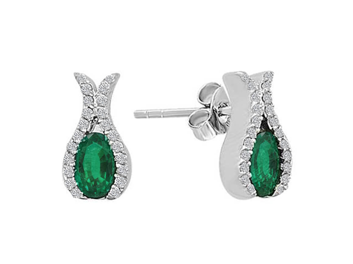 Diamant und Smaragd Knospe Ohrringe - handgefertigter Diamantschmuck aus Feingold | Sirius Diamant