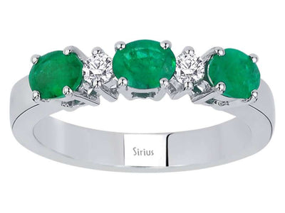 Diamond and Oval Emerald Tria Ring