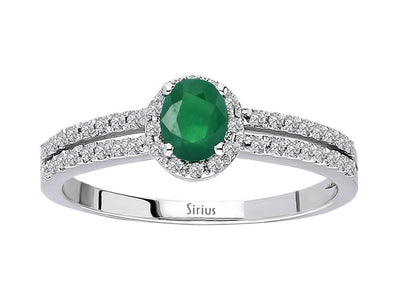 Diamond and Oval Emerald Ring
