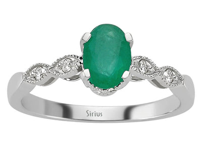 Diamond and Oval Emerald Ring