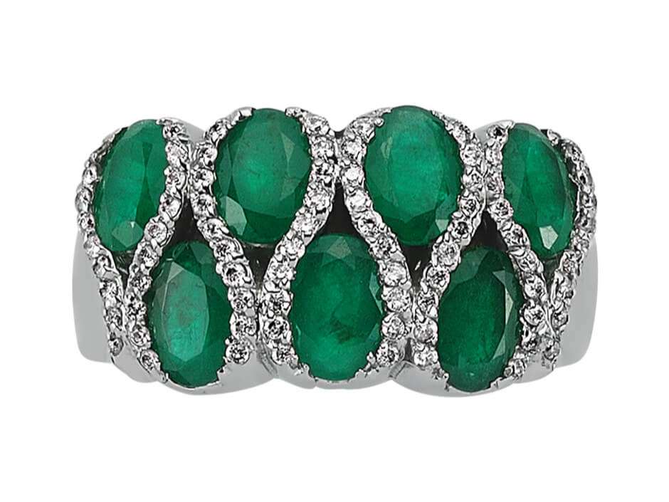 Diamond and Oval Emerald Ring