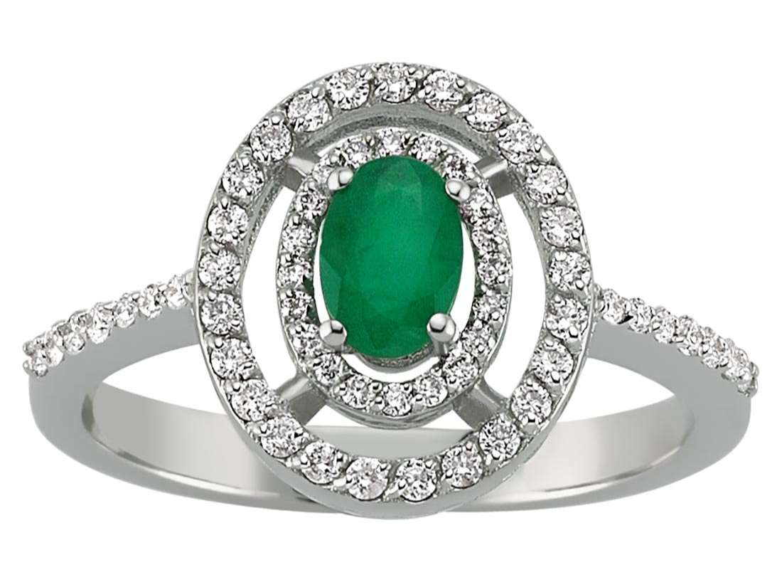 Diamond and Oval Emerald Ring