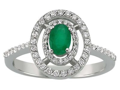 Diamond and Oval Emerald Ring