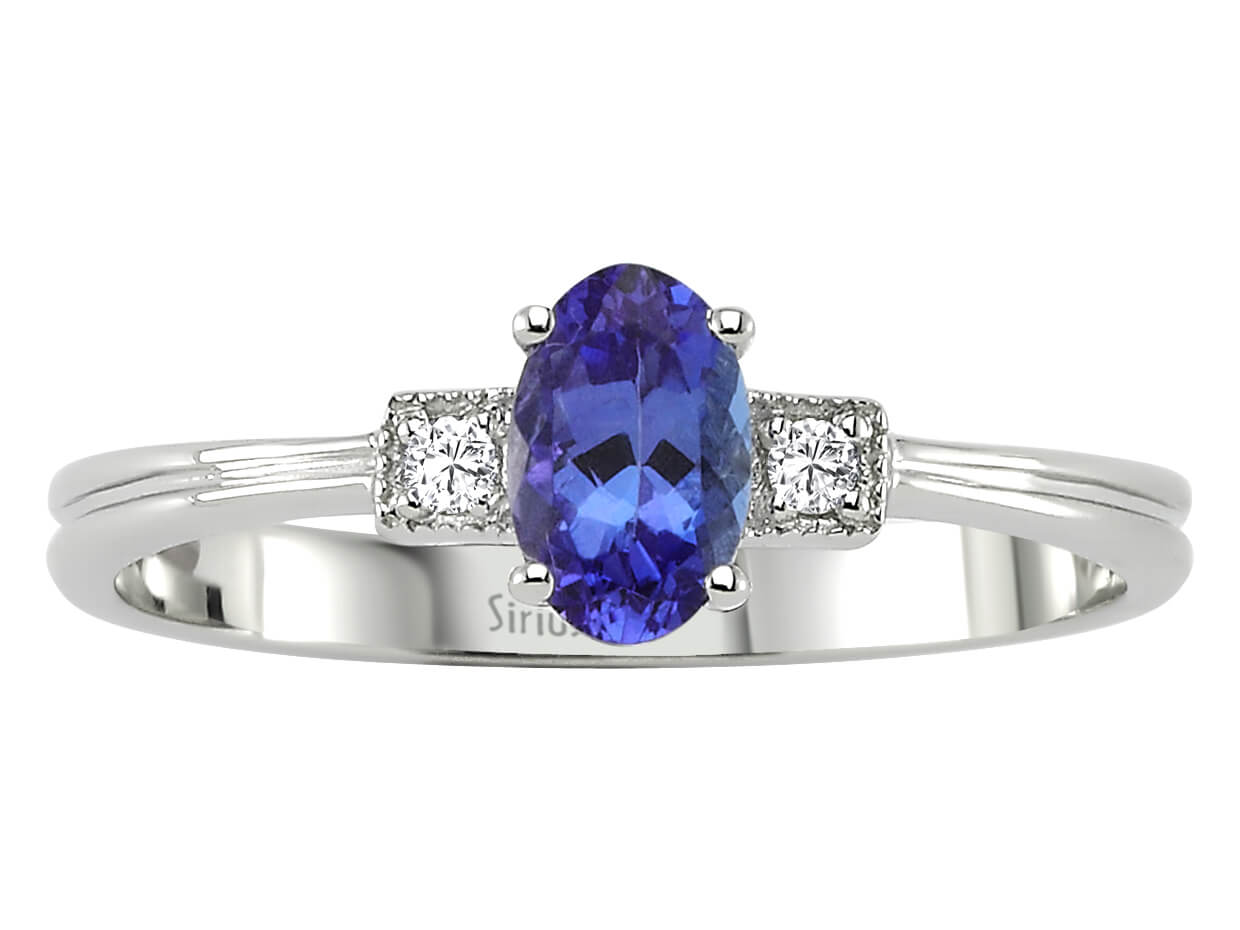 Bague en diamant et tanzanite taille ovale AAA