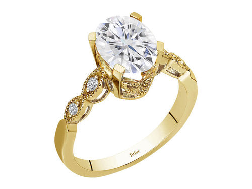 Diamond and Oval White Sapphire Nefertiti Ring
