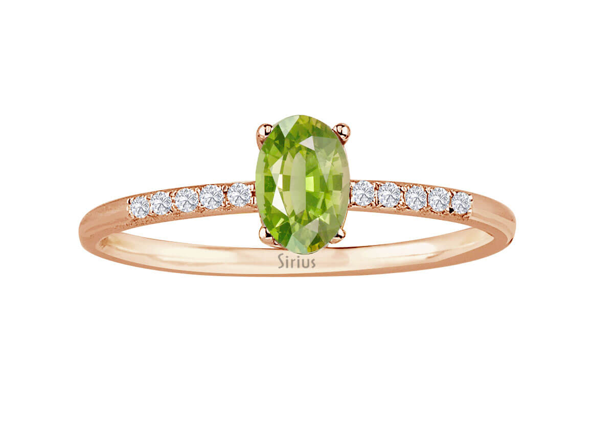 Diamant und Oval Schliff Peridot Ring - handgefertigter Diamantschmuck aus Feingold | Sirius Diamant