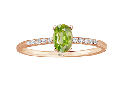 Diamond and Oval Cut Peridot Ring