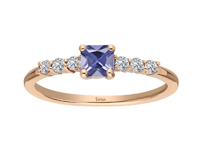 Diamant und Prinzessin AAA Tansanit Ring in 14k Rotgold