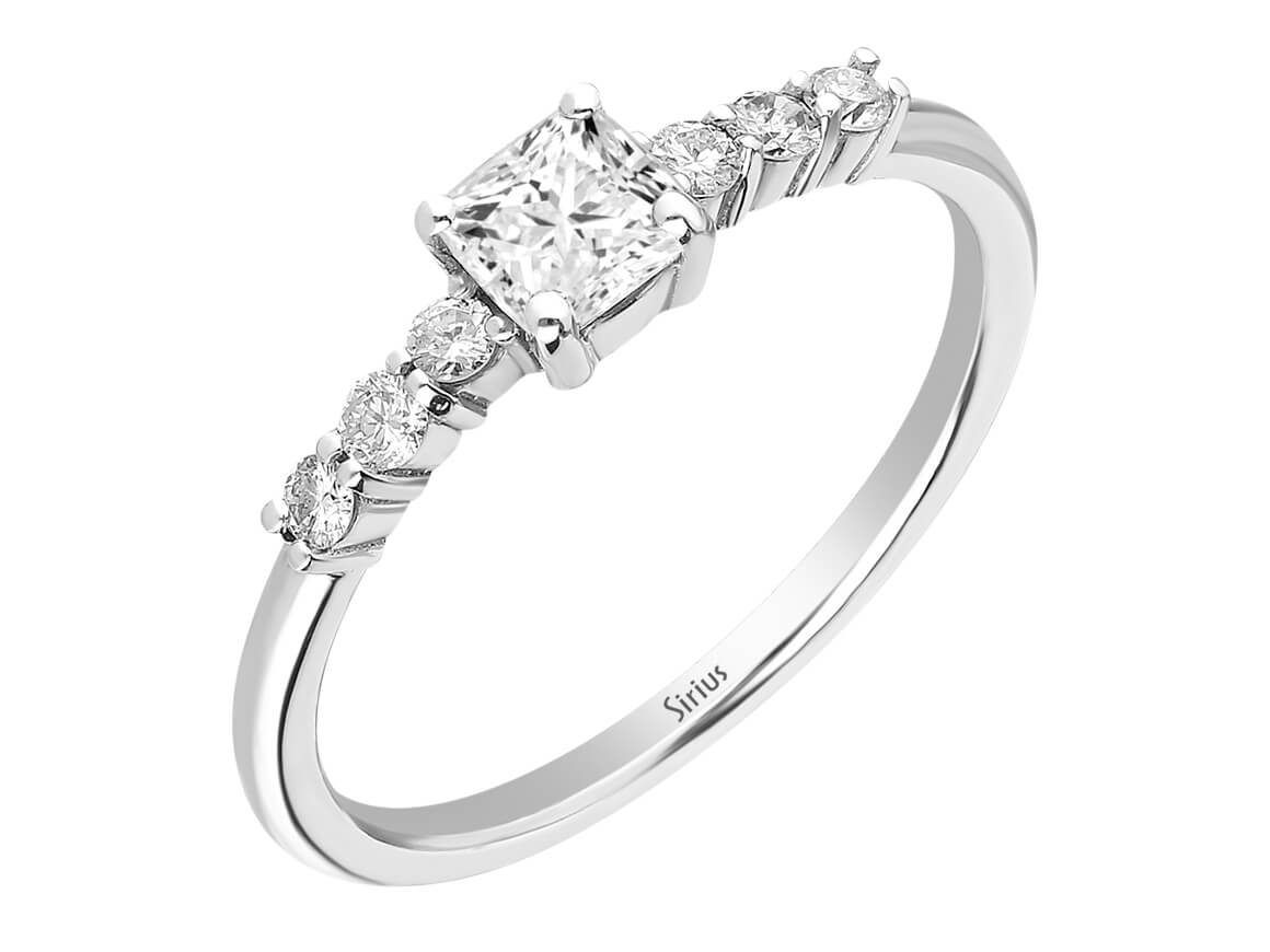 Diamant und Prinzessin Weißer Topas Ring - handgefertigter Diamantschmuck aus Feingold | Sirius Diamant