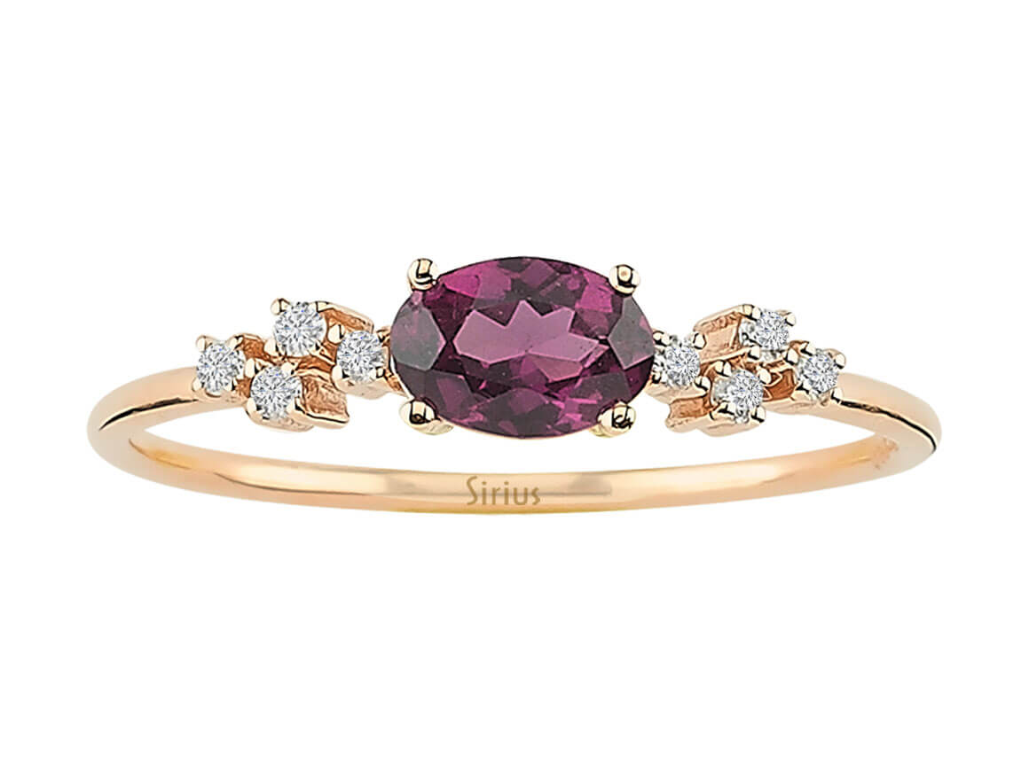 Bague en diamant et radolite taille ovale