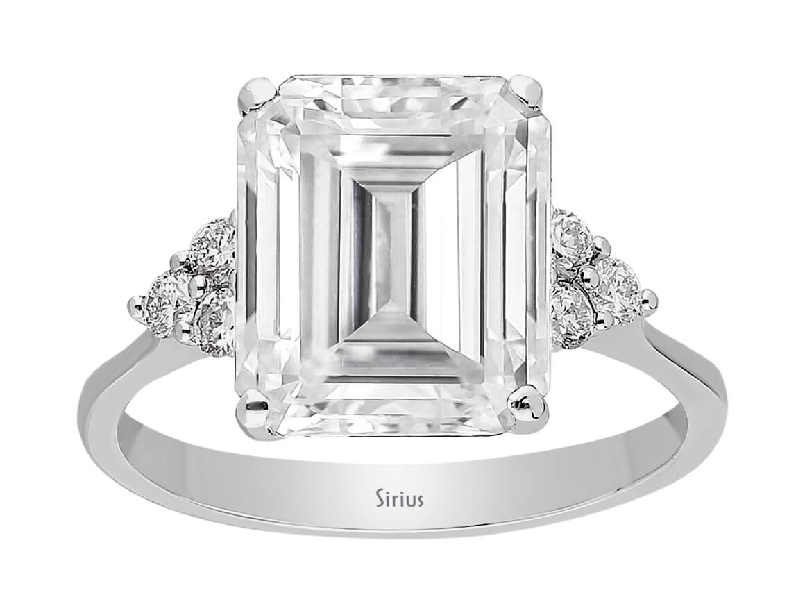 Diamant und Radiant Weißer Topas Ring - handgefertigter Diamantschmuck aus Feingold | Sirius Diamant
