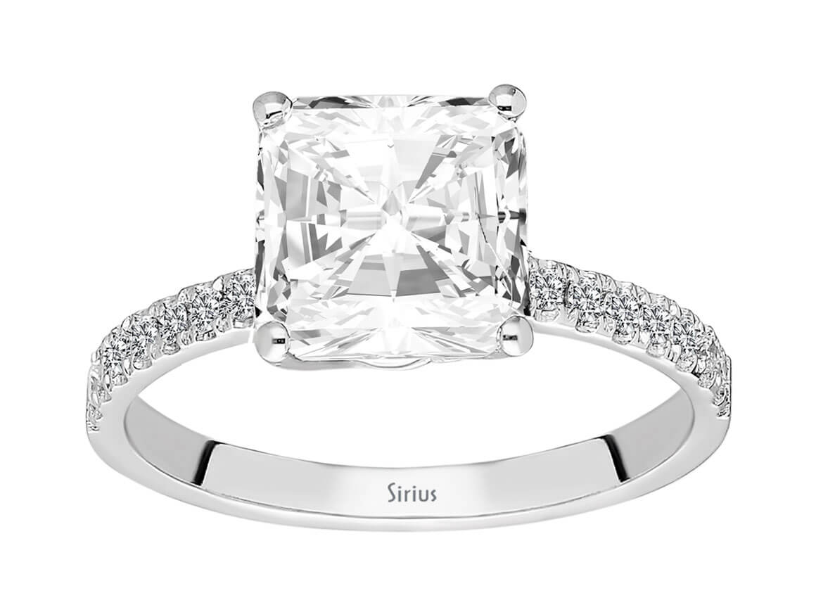 Diamant und Radiant Schliff Weißer Topas Ring - handgefertigter Diamantschmuck aus Feingold | Sirius Diamant