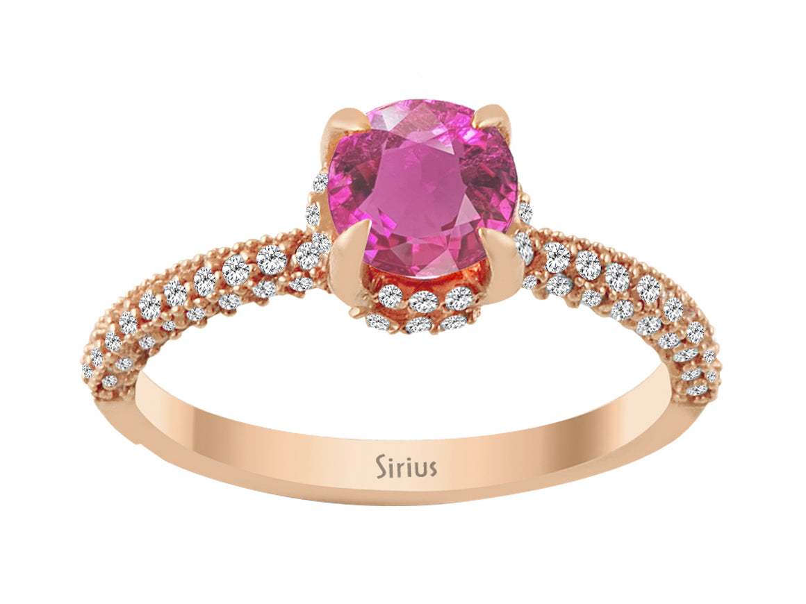 Diamant und Rosa Turmalin Ring - handgefertigter Diamantschmuck aus Feingold | Sirius Diamant