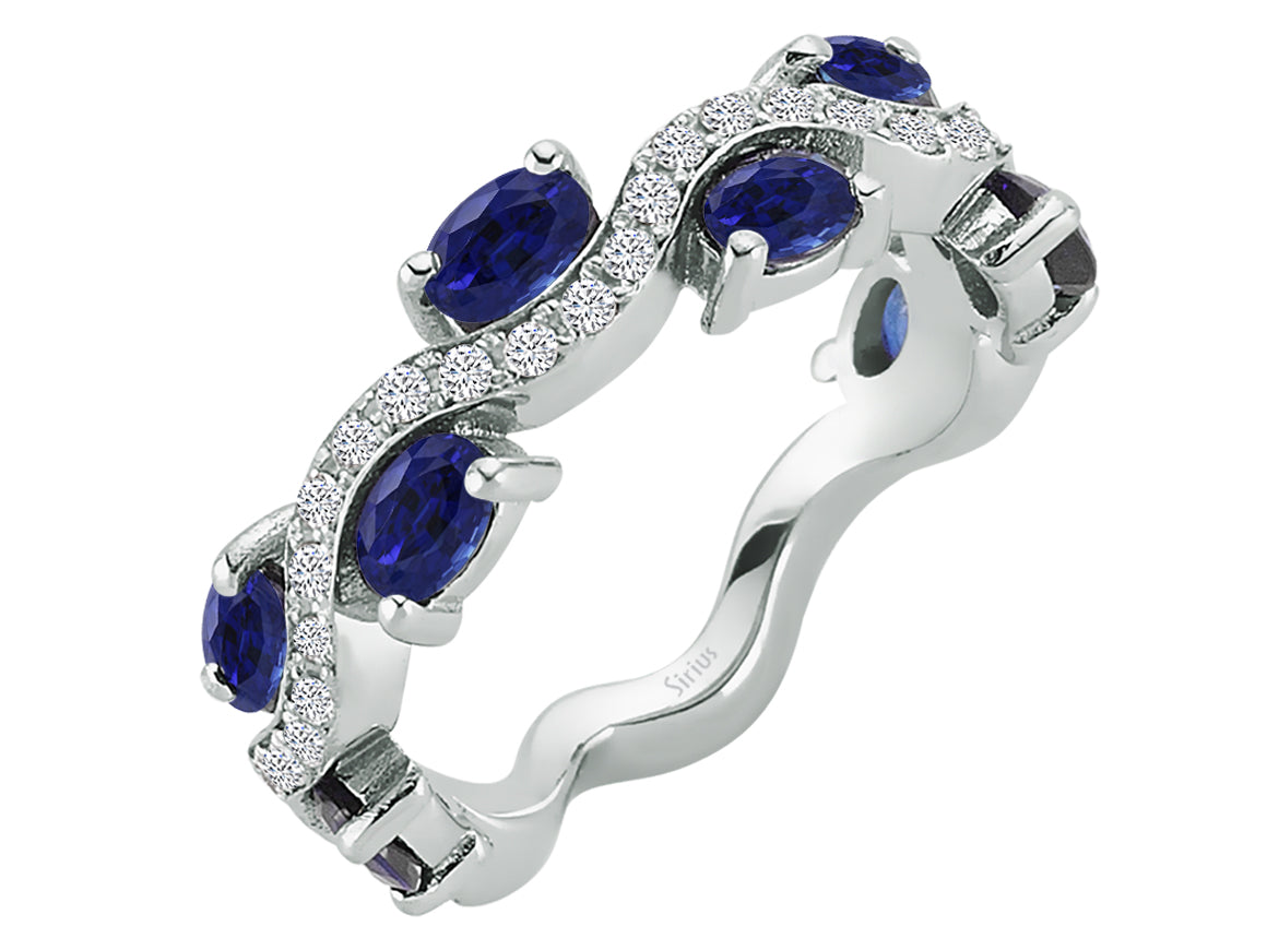 Diamant und Saphir halbrund Allianz - handgefertigter Diamantschmuck aus Feingold | Sirius Diamant