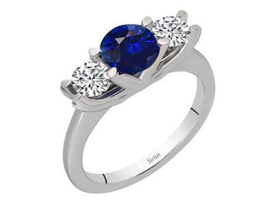 Diamond and sapphire Nova Tria ring in 14-carat white gold