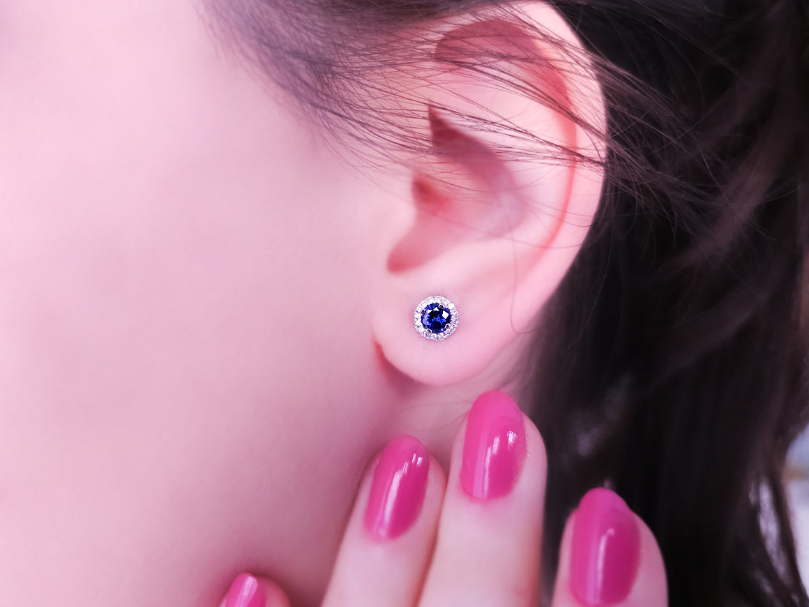 Diamond and sapphire stud earrings