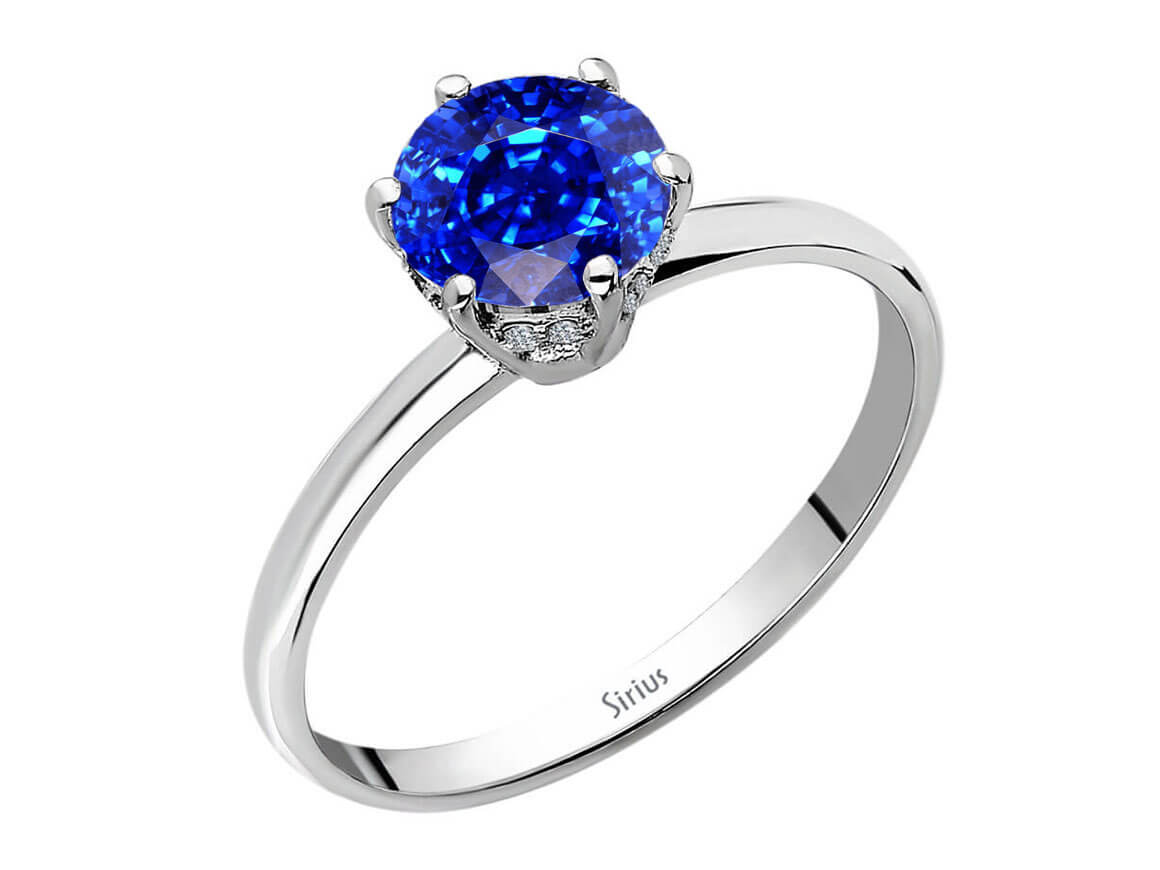 Diamant und Saphir Sonora Ring in 585er 14 Karat Weißgold - handgefertigter Diamantschmuck aus Feingold | Sirius Diamant