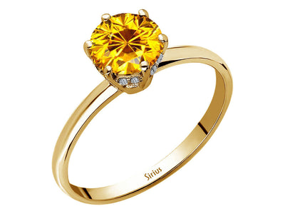 Diamond and citrine vintage ring in 14K yellow gold