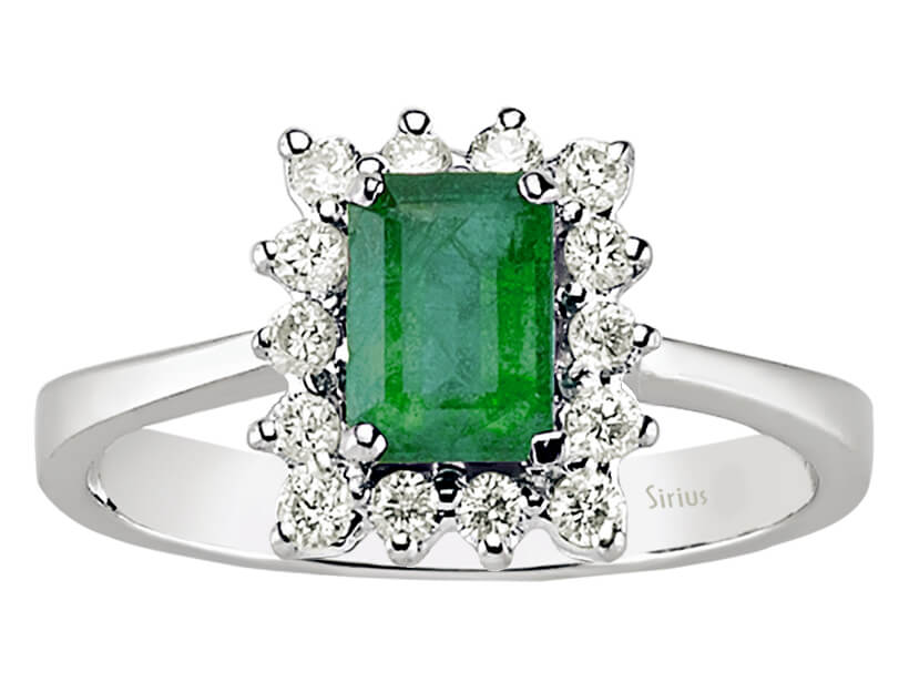 Diamant und Oktagon Smaragd Ring - handgefertigter Diamantschmuck aus Feingold | Sirius Diamant