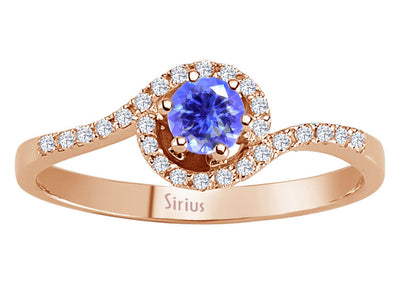 Diamant und AAA Tansanit Elvissa Ring in 14K Rotgold