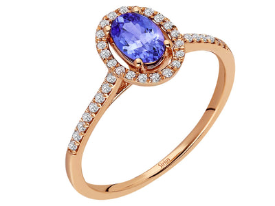 Diamant und AAA Tansanit Ring in 14k Gold