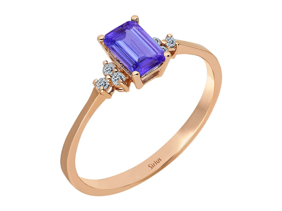 Diamant und Oktagon AAA Tansanit Ring - handgefertigter Diamantschmuck aus Feingold | Sirius Diamant