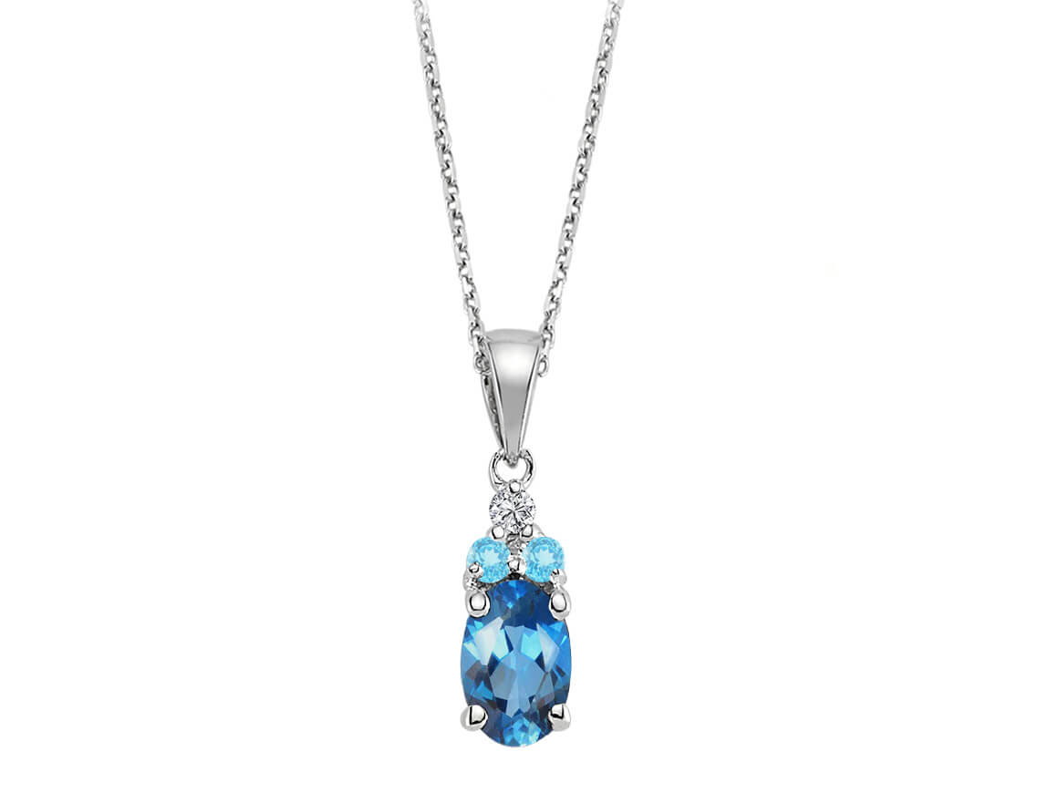 Diamant und Topas Cadenza Collier - handgefertigter Diamantschmuck aus Feingold | Sirius Diamant