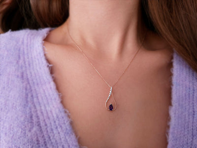 Diamond and drop amethyst necklace
