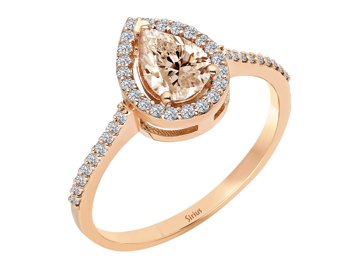Diamant und Tropfen Morganit Ring - handgefertigter Diamantschmuck aus Feingold | Sirius Diamant