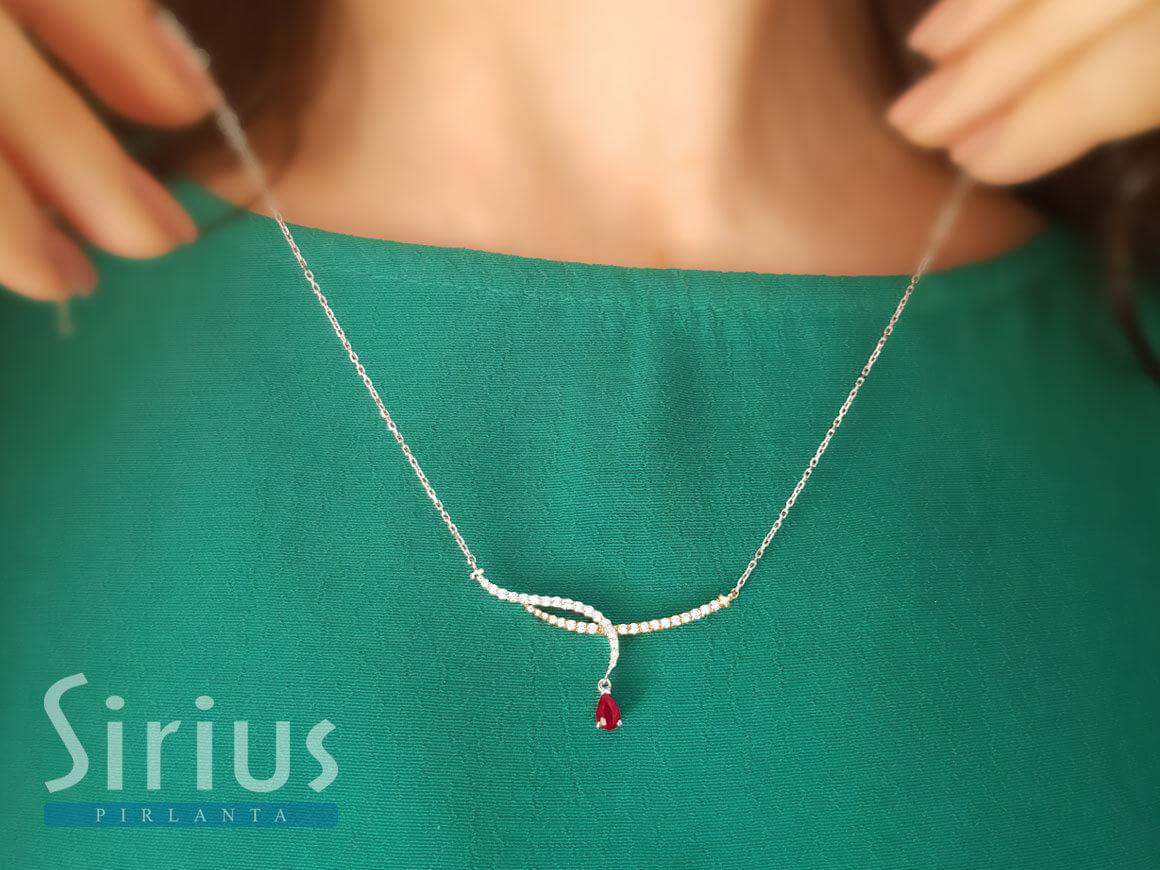 Diamond and Drop Ruby Eden Necklace