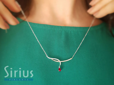 Diamond and Drop Ruby Eden Necklace