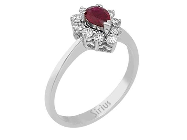 Diamond and Pear Ruby Ring