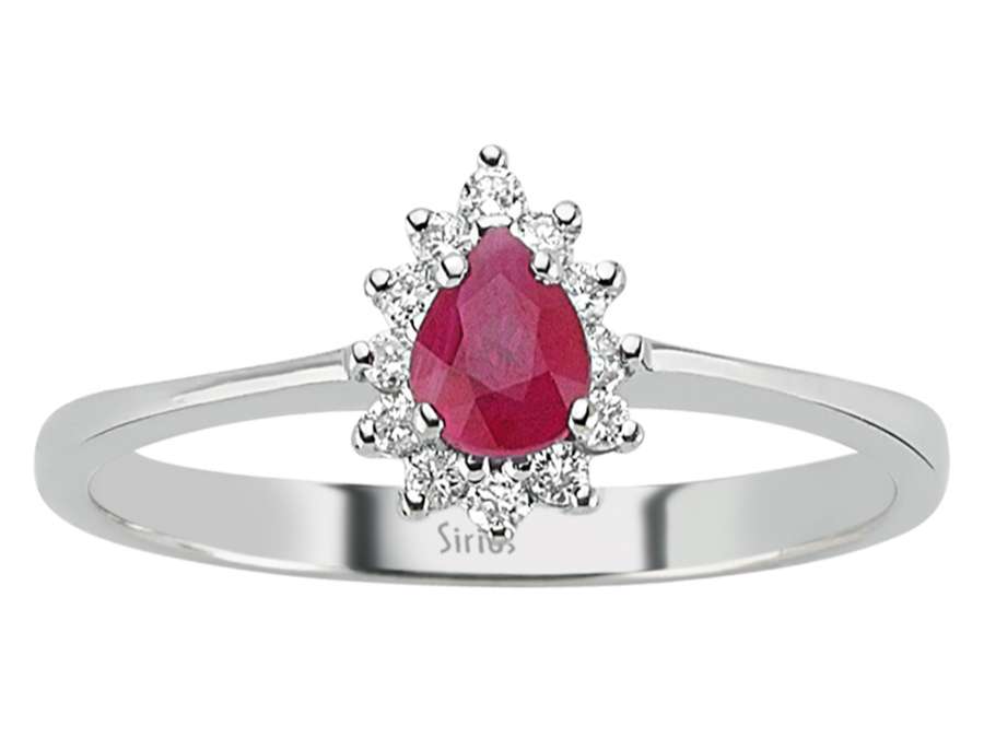 Diamond and Pear Ruby Ring