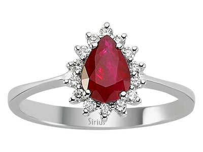 Diamond and Pear Ruby Ring
