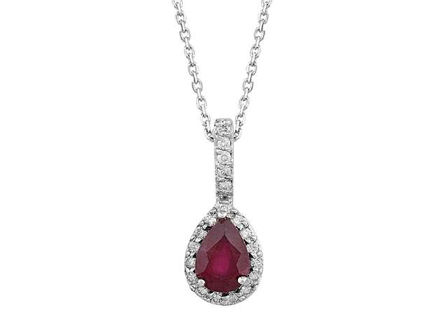 Diamant und Tropfen Rubin Collier – handgefertigter Diamantschmuck aus Feingold | Sirius Diamant