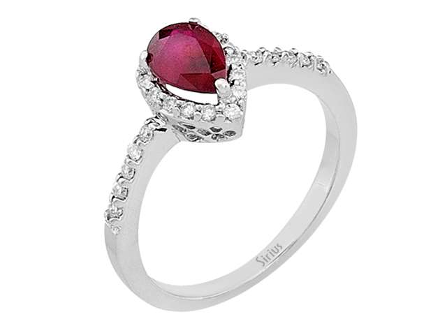 Diamond and Pear Ruby Ring