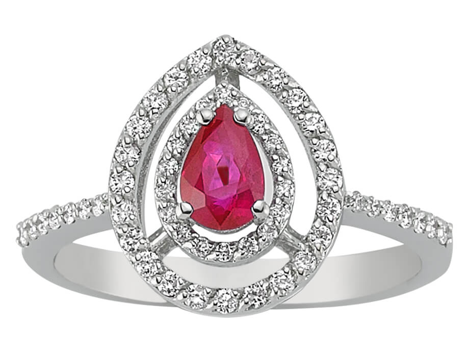 Diamant und Tropfen Rubin Ring - handgefertigter Diamantschmuck aus Feingold | Sirius Diamant