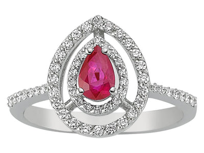 Diamond and Pear Ruby Ring