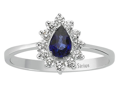 Diamond and Pear Sapphire Ring