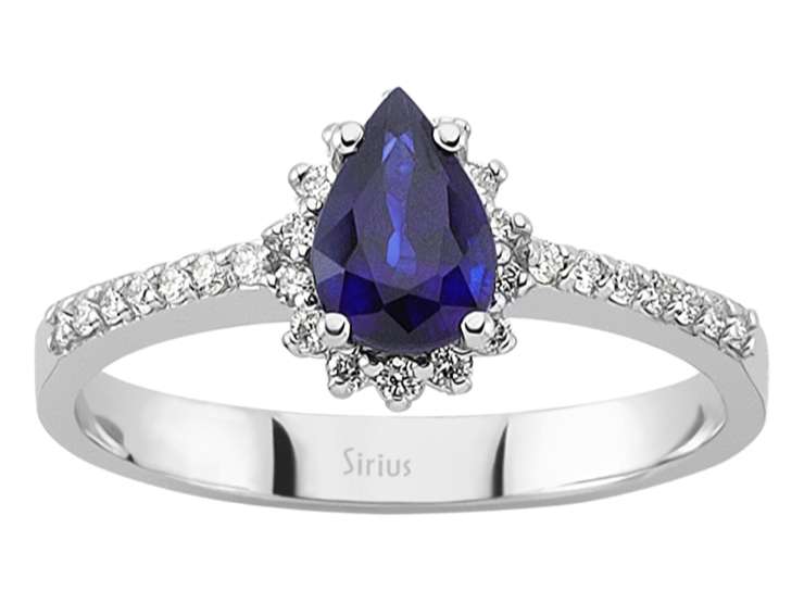 Diamant und Tropfen Saphir Ring - handgefertigter Diamantschmuck aus Feingold | Sirius Diamant