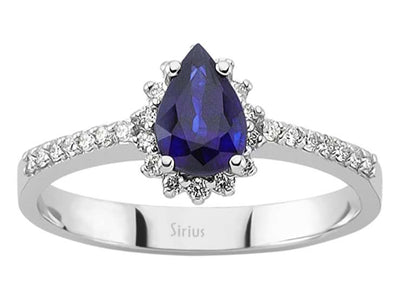 Diamond and Pear Sapphire Ring